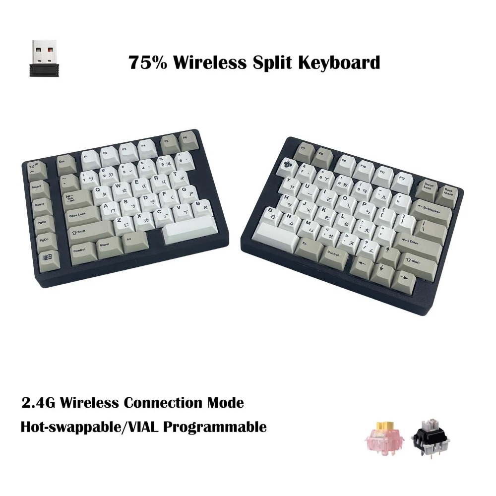 Tablet Accessories 3D Print - WS75 Ergonomic Split Mechanical Keyboard Wireless