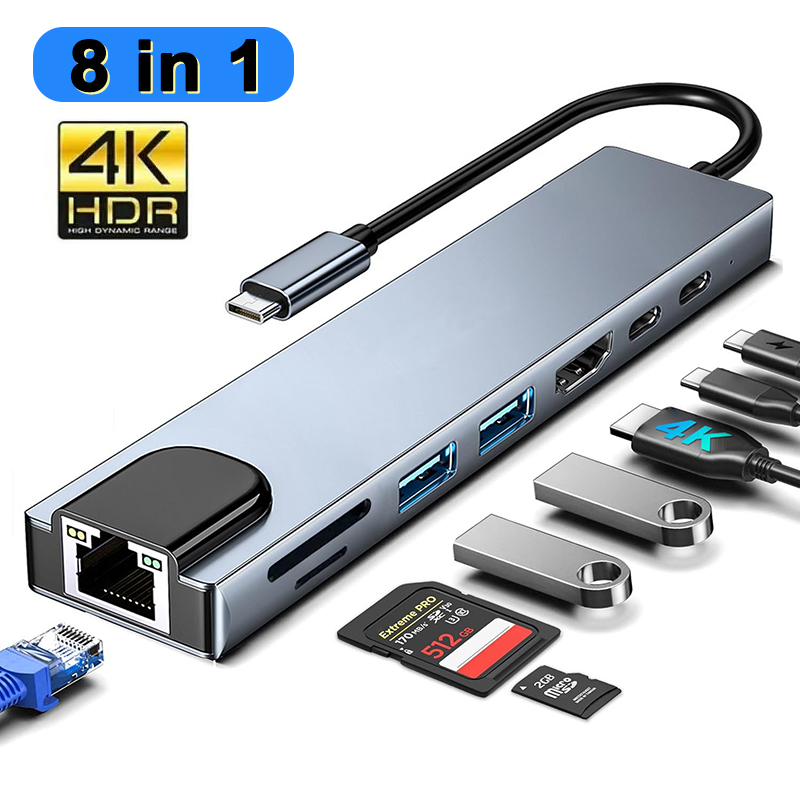 8 In 1 USB Type C Hub for MacB - Hdmi Adapter Tablet recension och pris
