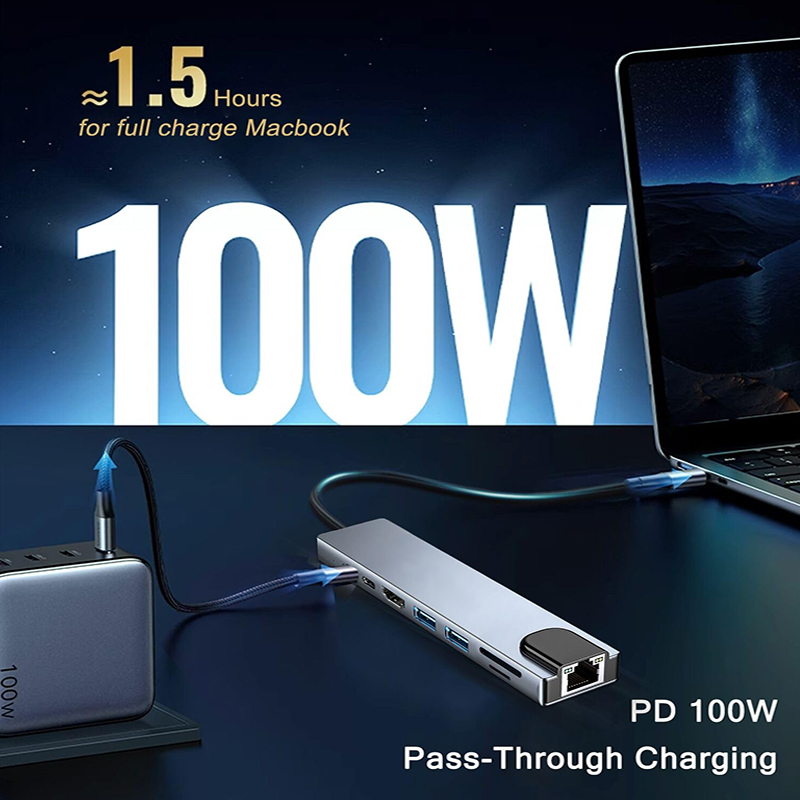 8 In 1 USB Type C Hub for MacB - Hdmi Adapter Tablet recension och pris