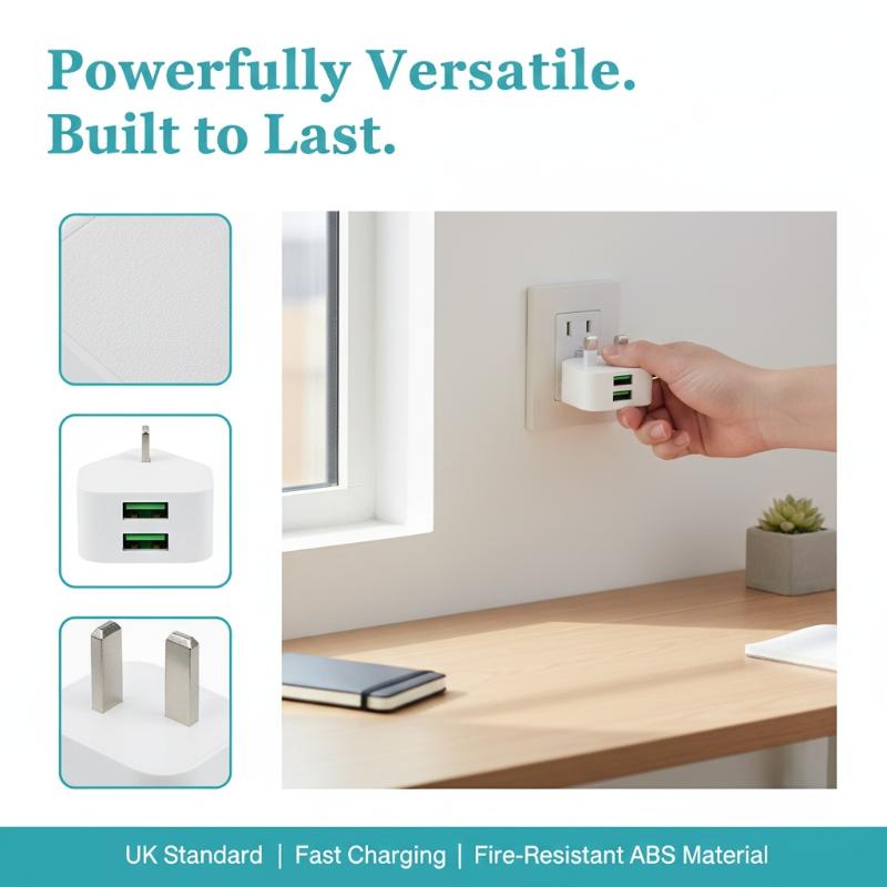 UK 3 Pin Plug Dual USB Adapter - Tablet Accessories Uk recension och pris