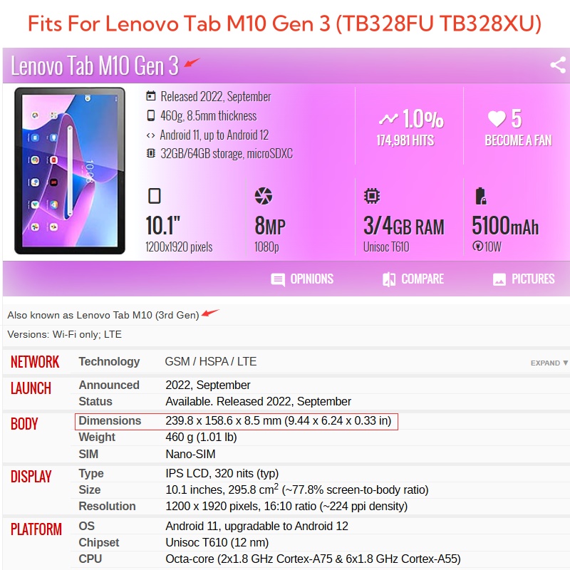 For Lenovo Tab M10 3rd Gen 10. - Tablet Accessories Lenovo recension och pris